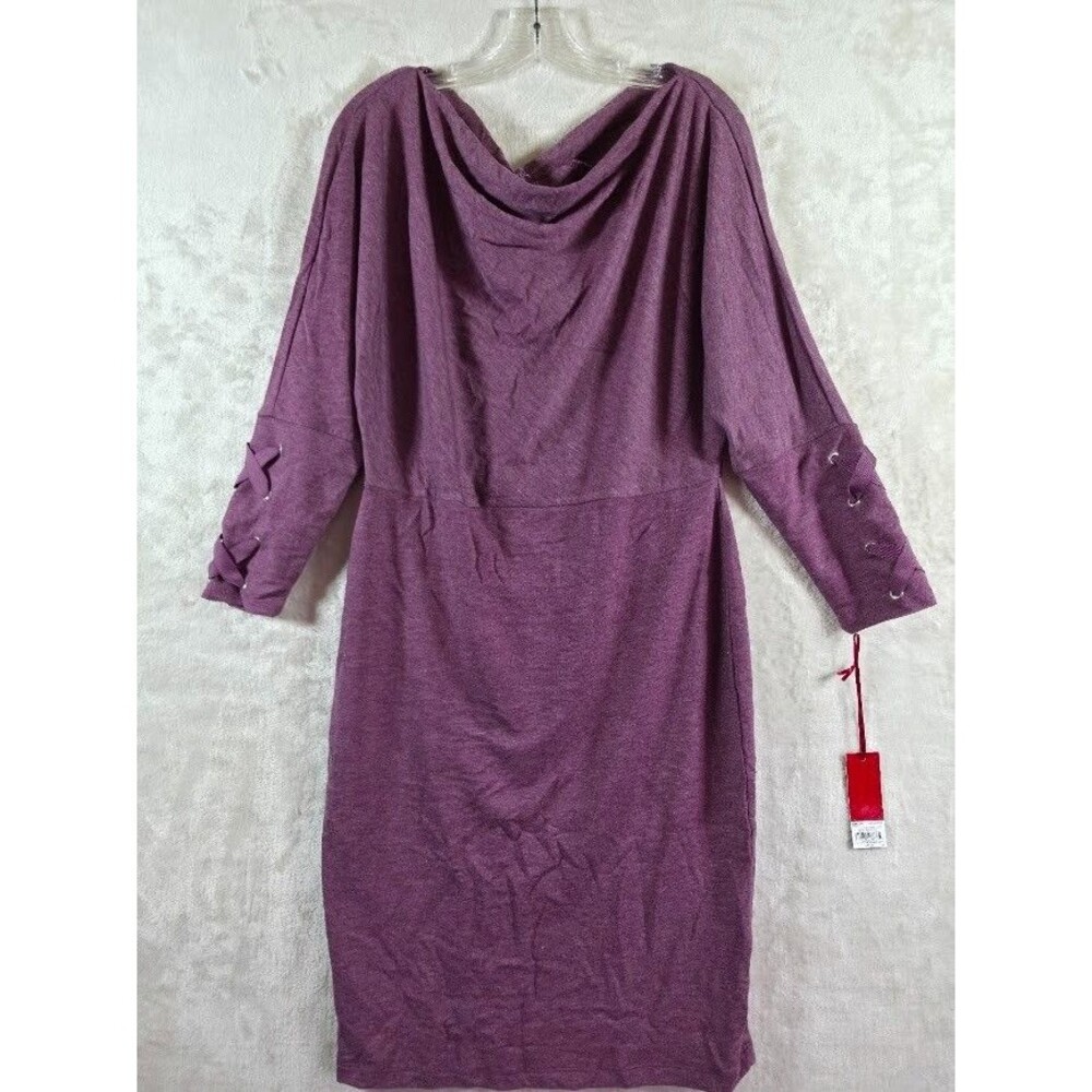 Jennifer Lopez Size M Lacing Sleeve Dolman Body Con Dress Purple On/Off Shoulder